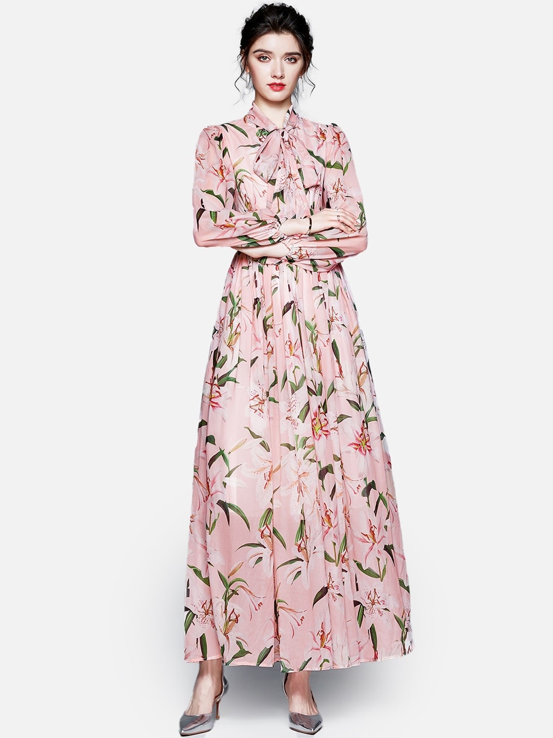 

JC Collection Pink Floral Printed Maxi Dress