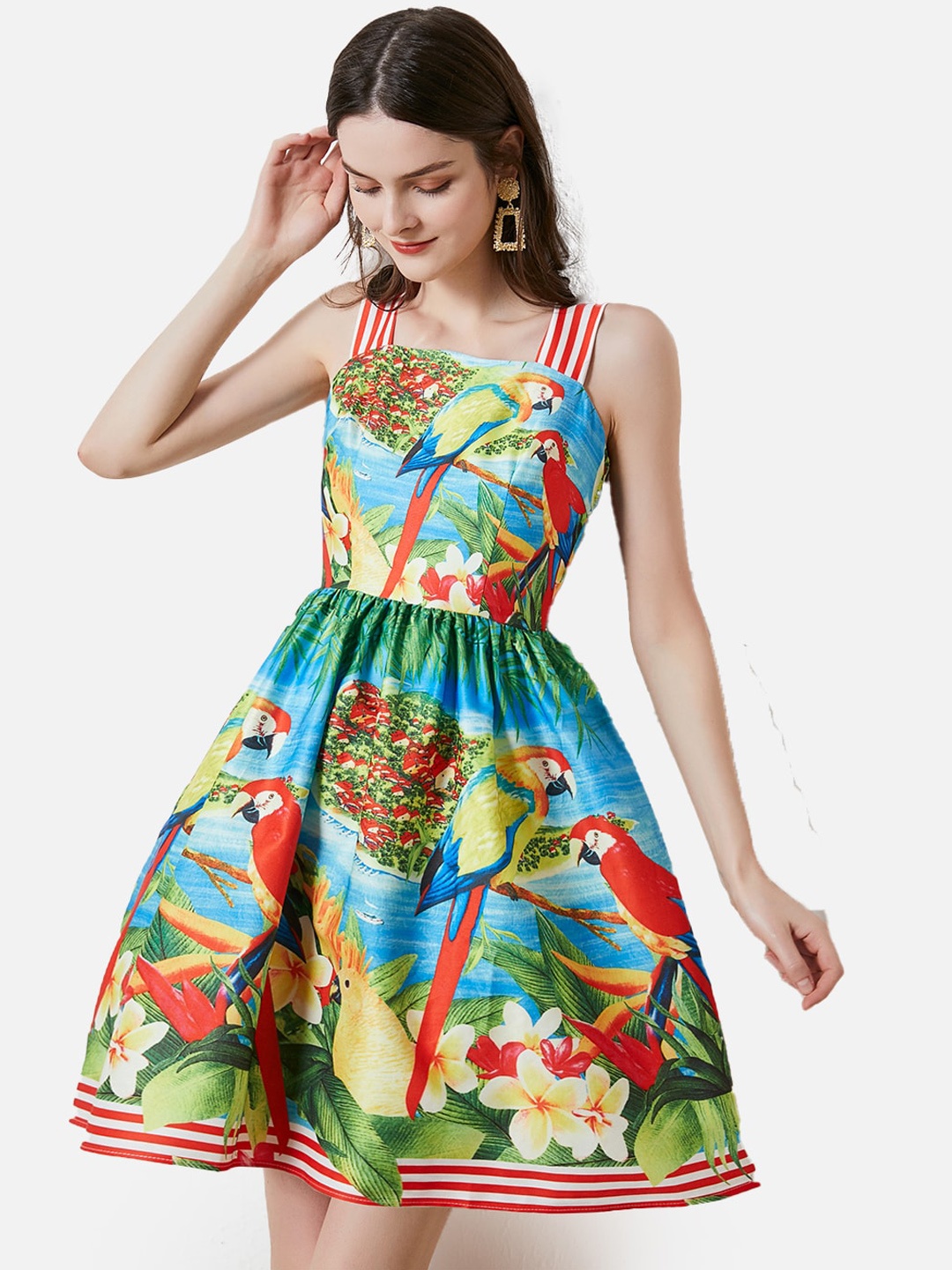 

JC Collection Women Blue & Red Printed Dress