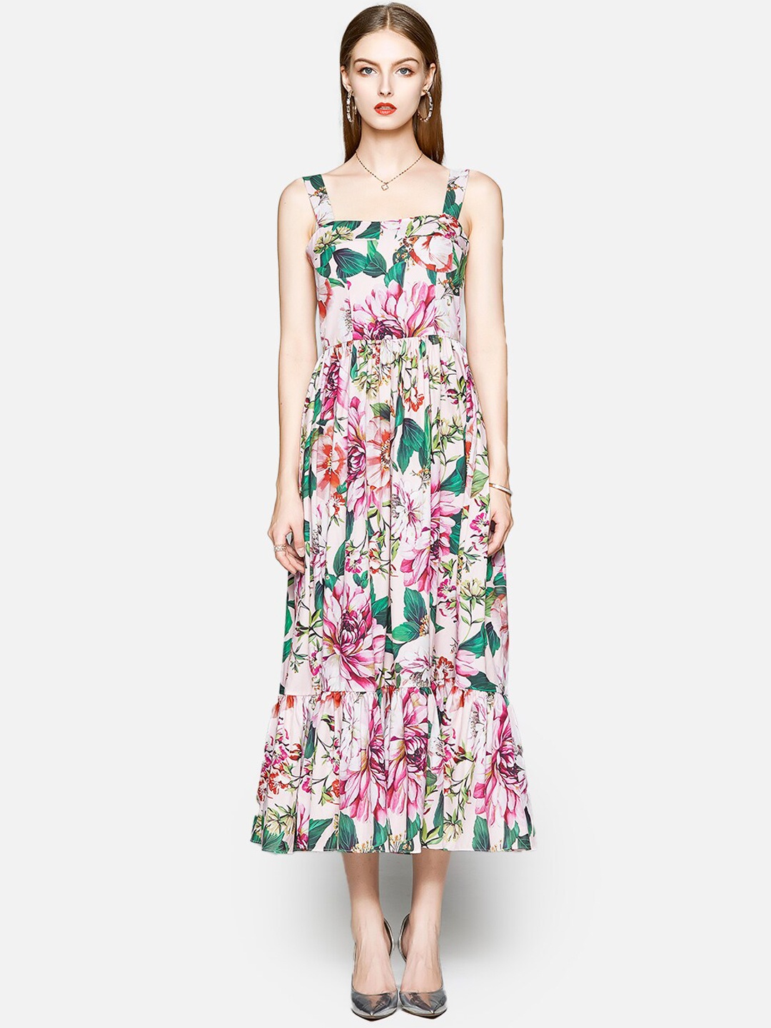 

JC Collection Multicoloured Floral Fit and Flare Dress, Multi