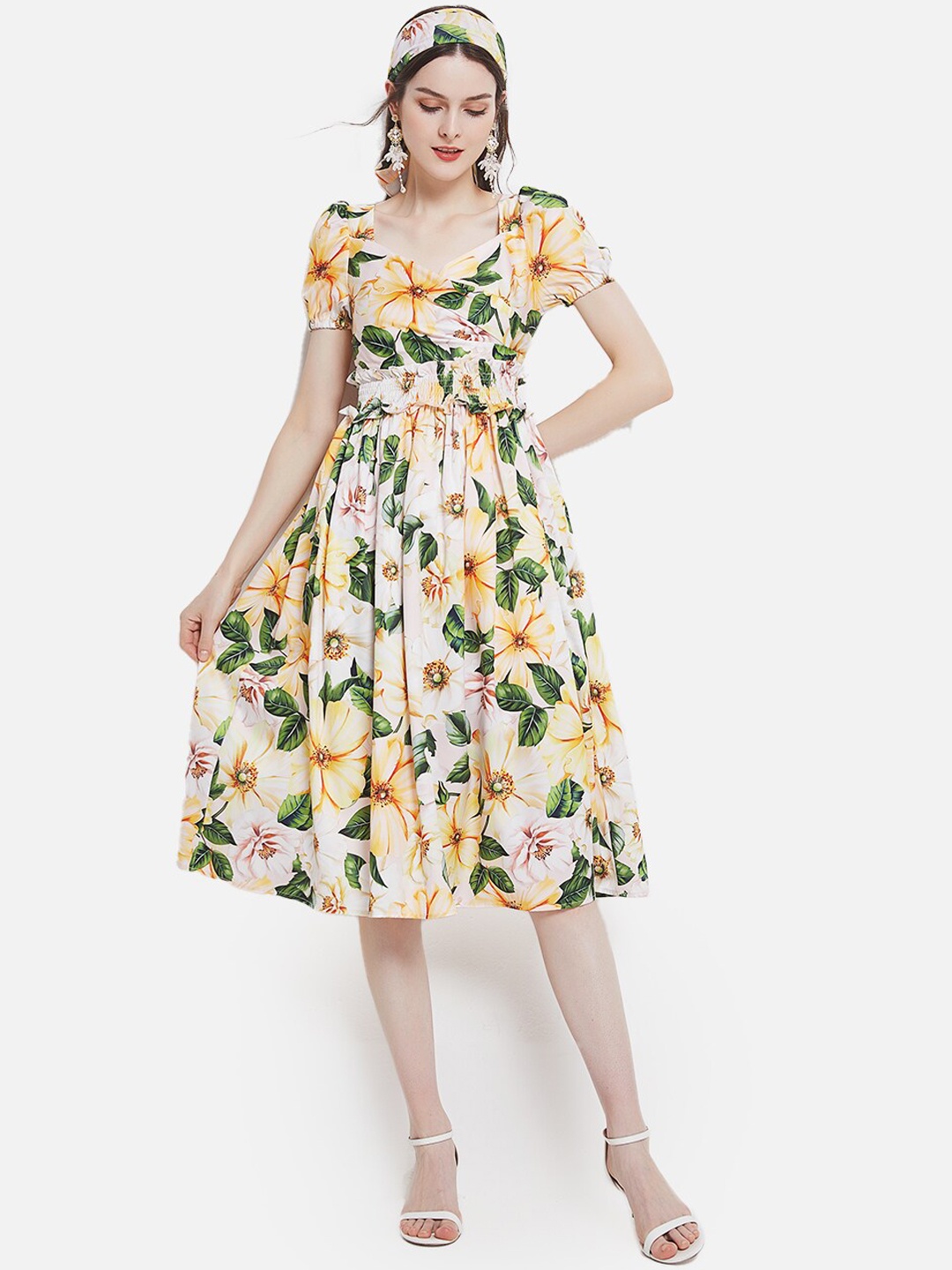 

JC Collection Yellow Floral Dress