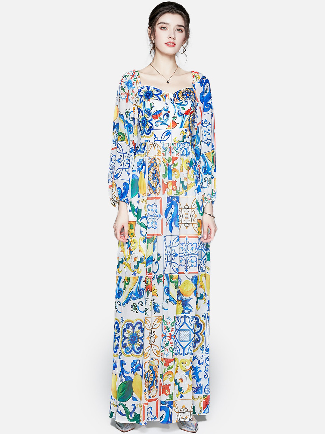 

JC Collection Women Blue Floral Maxi Dress