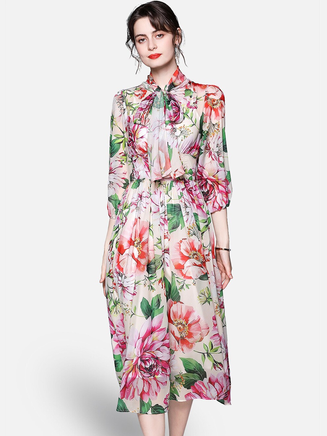 

JC Collection Multicoloured Floral A-Line Dress, Multi