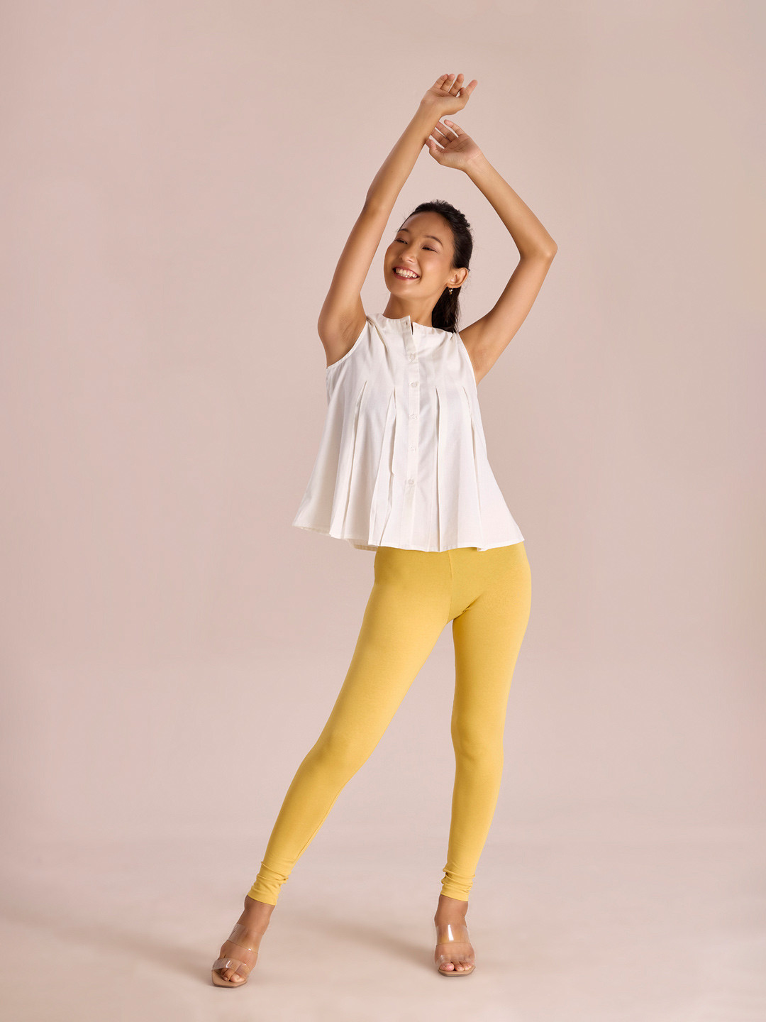 

Go Colors Women Yellow Solid Ankle-Length Leggings