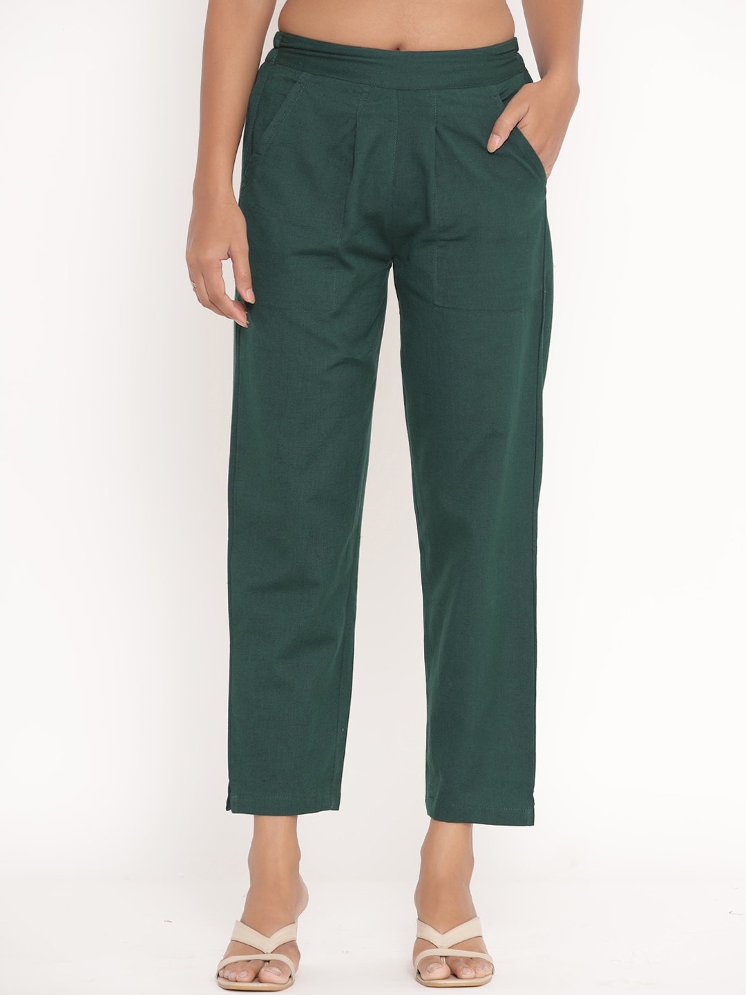 

Fabriko Women Green Pleated Trousers