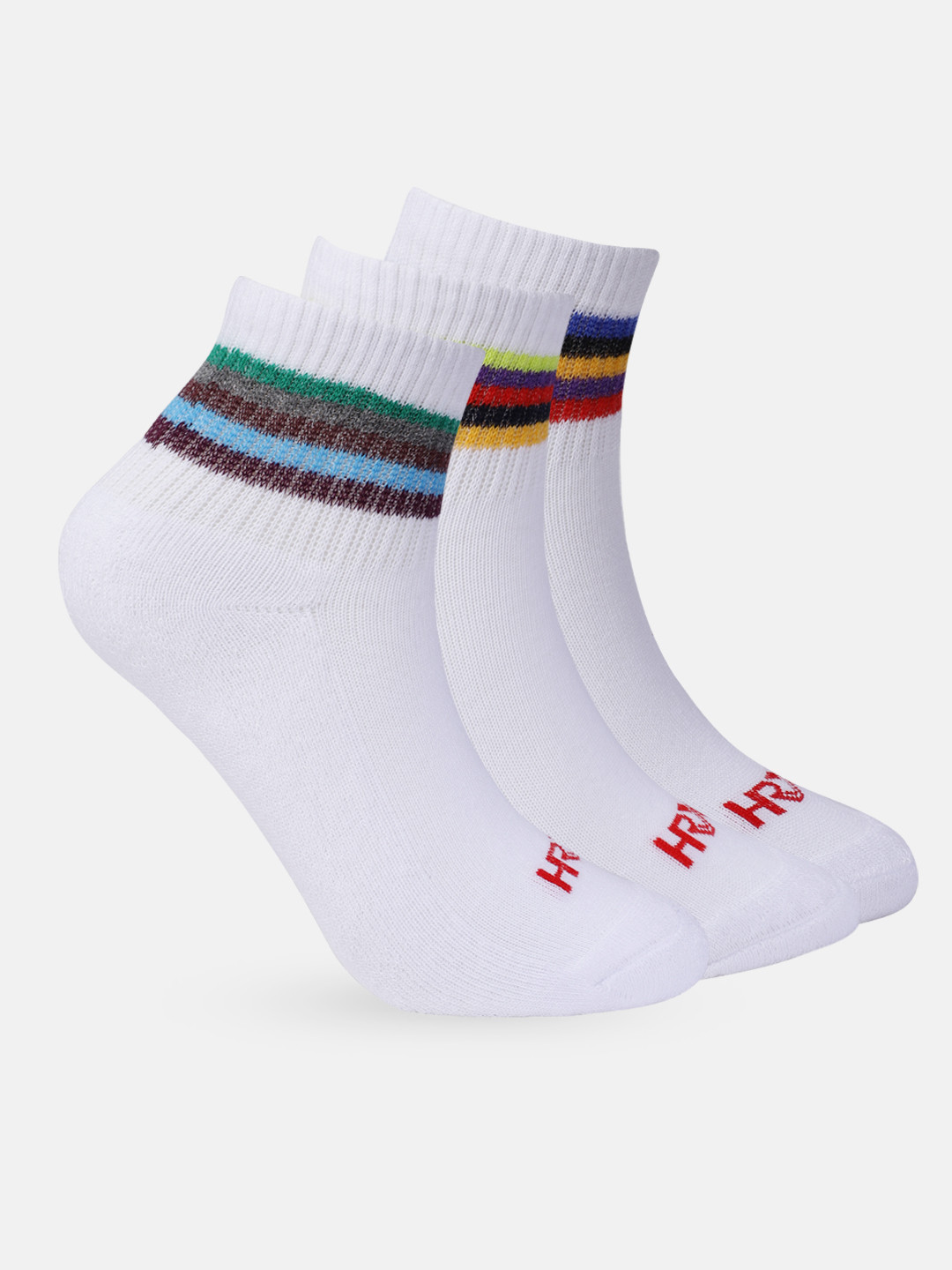 

HRX by Hrithik Roshan Boys Pack of 3 Above Ankle Half Terry Sports Socks, White