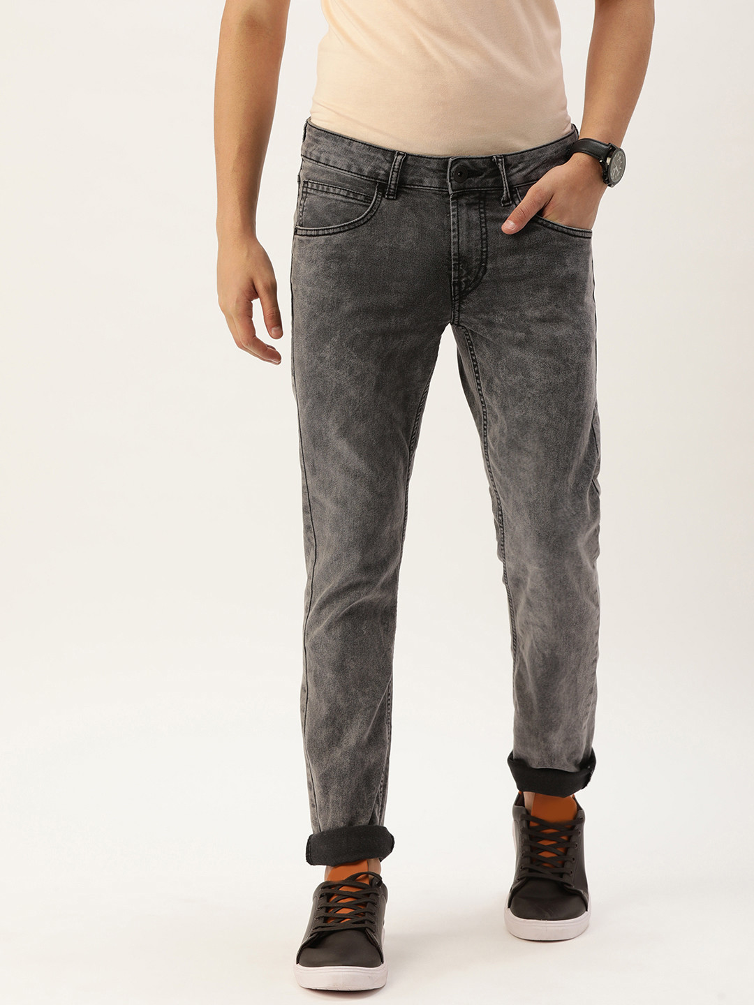 

Flying Machine Men Grey Jackson Skinny Fit Low-Rise Light Fade Stretchable Jeans