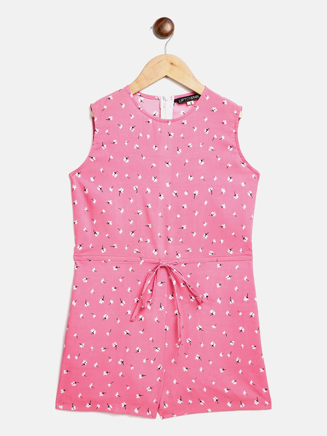 

Uptownie Lite Girls Pink & White Printed Playsuit