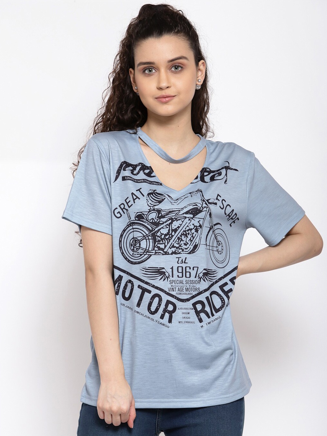 

iki chic Women Grey Printed Regular Top