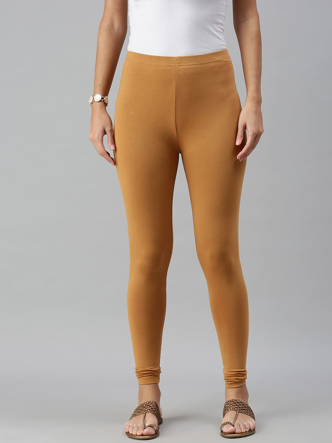 

De Moza Women Beige Solid Ankle Length Leggings