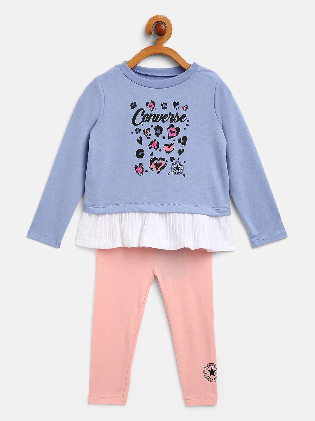 

Converse Girls Pink & Blue Printed Top with Leggings