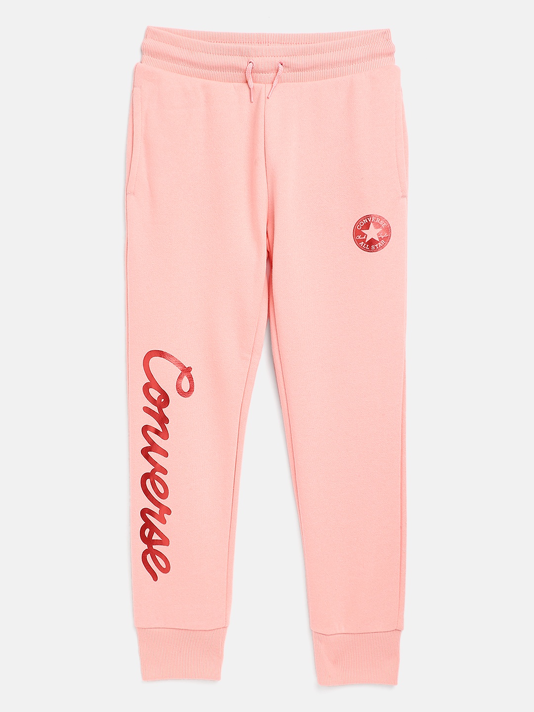 

Converse Girls Pink Solid Metallic Script Logo Joggers Track Pants