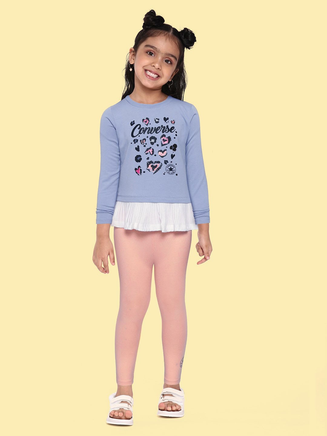 

Converse Girls Pink & Blue Printed Top with Leggings