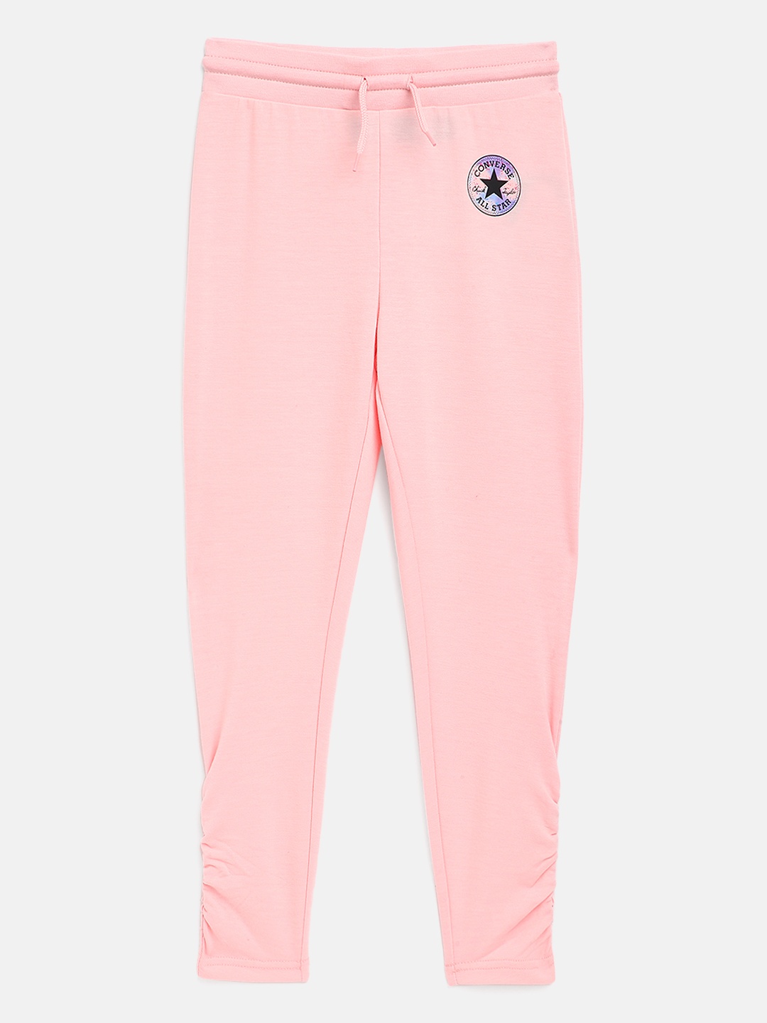 

Converse Girl Pink Solid Ruched Joggers Track Pants