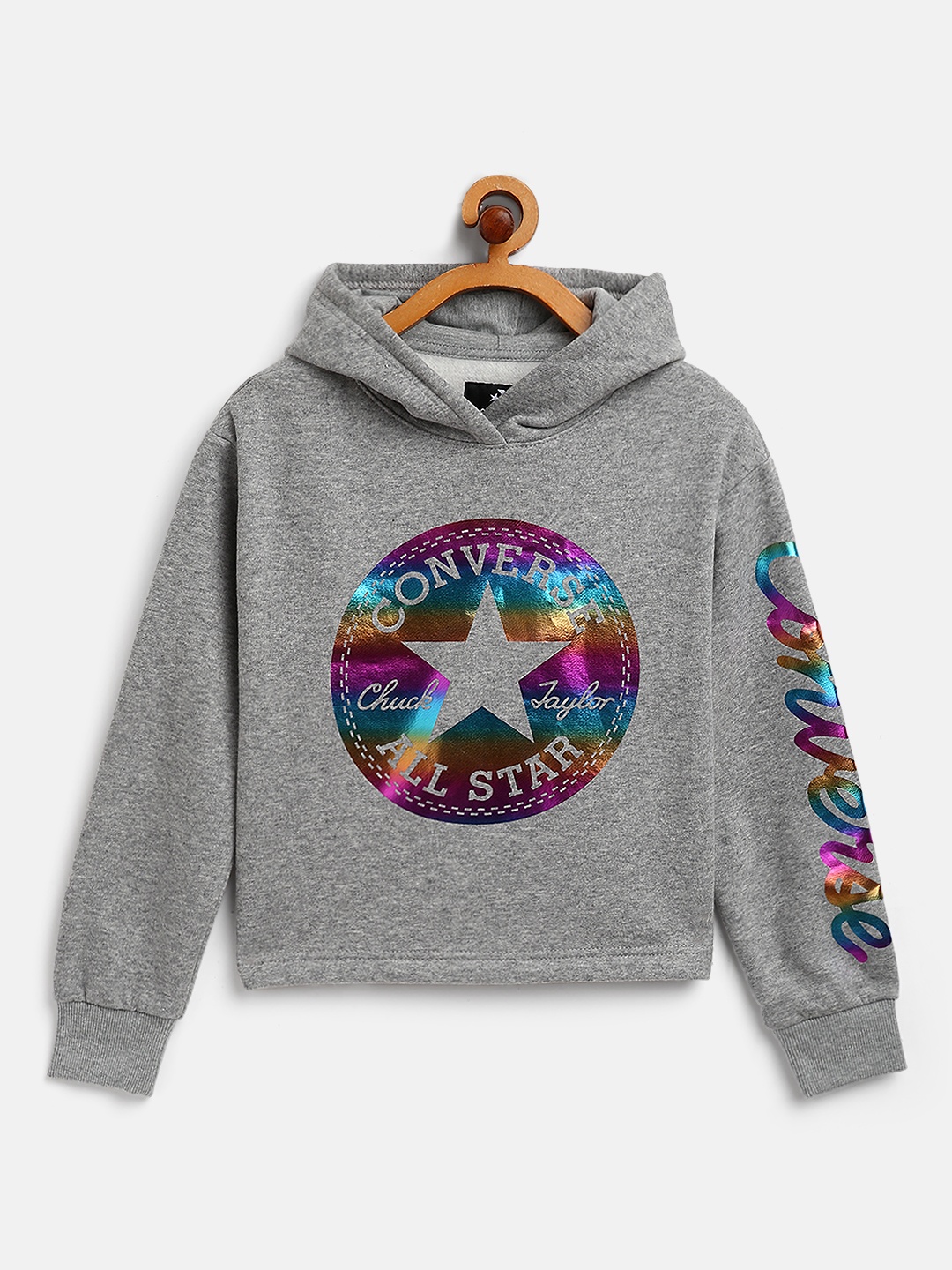 

Converse Girls Grey Cropped Hooded Sweatshirt