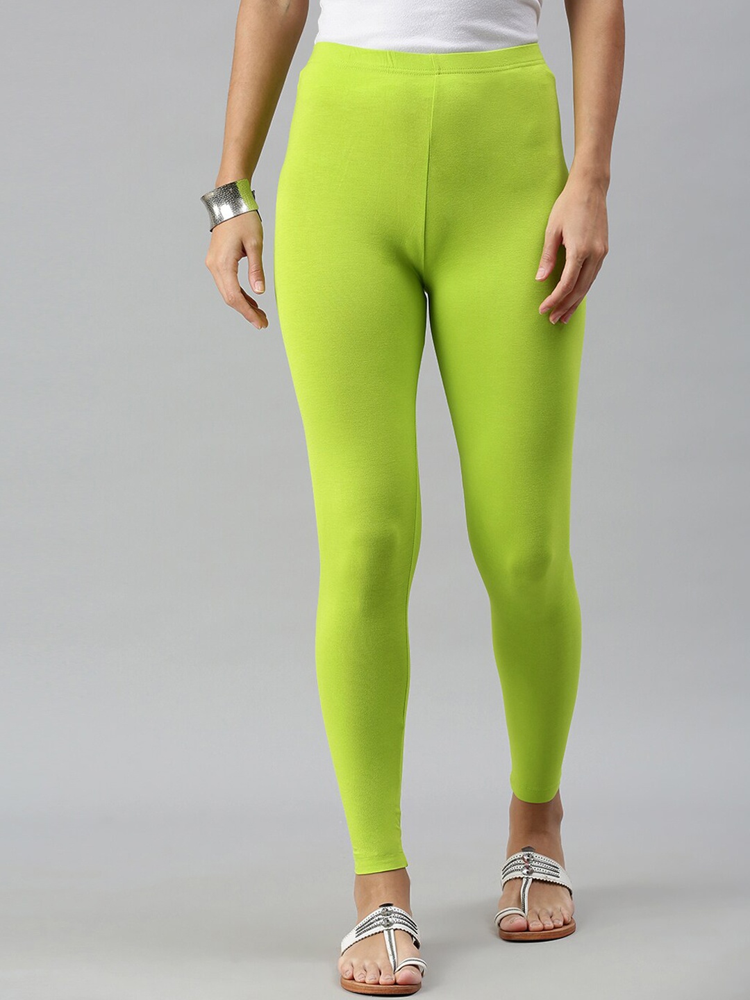 

De Moza Women Lime-Green Solid Ankle-Length Leggings
