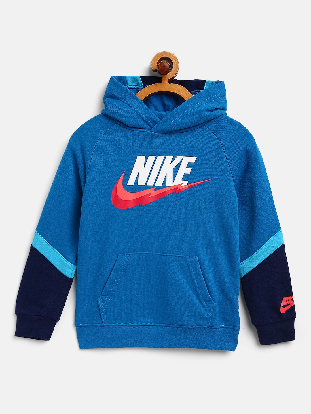 

Nike Boys Blue Printed Futura Bolt Hoodie Sweatshirt