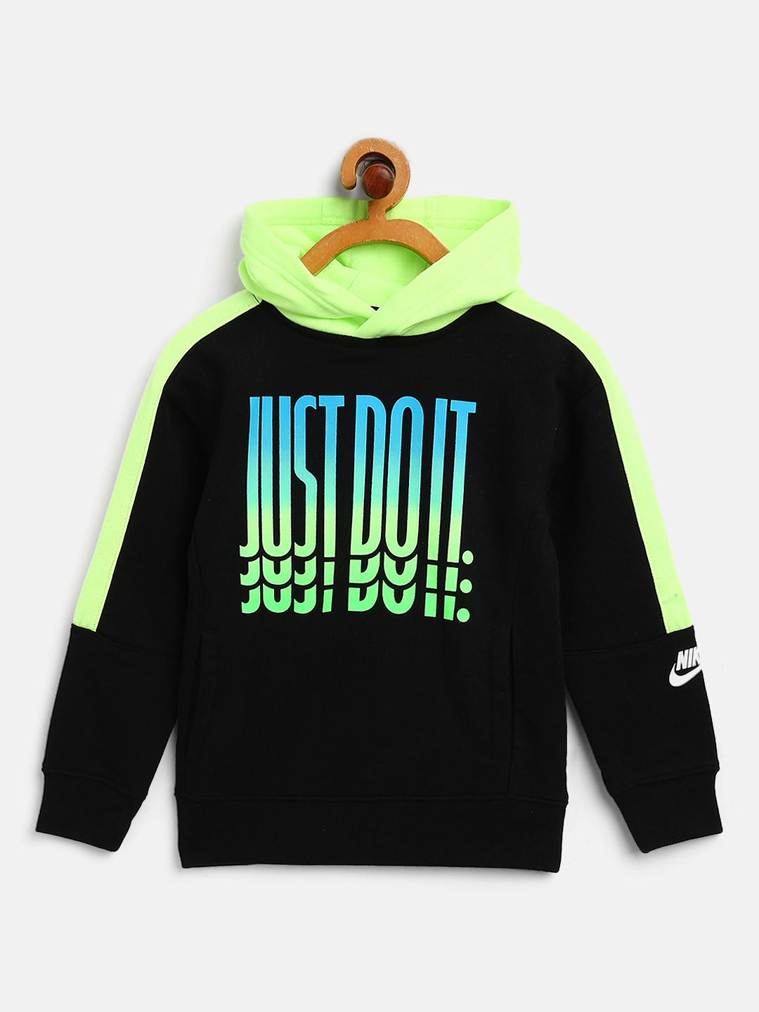 

Nike Boys Black & Green Just Do It Rise Hoodie
