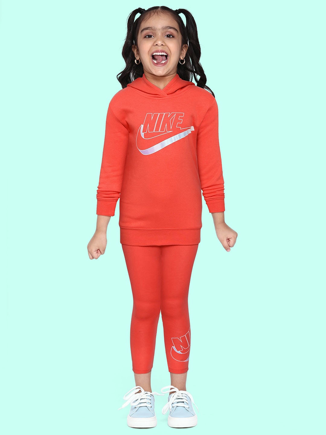 

Nike Girls Orange Pullover Hoodie & Leggings Set