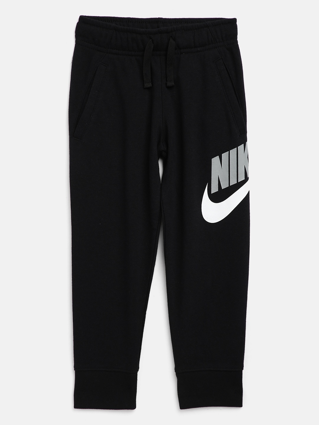 

Nike Boys Black Brand Logo Printed Club HBR French Terry Pants