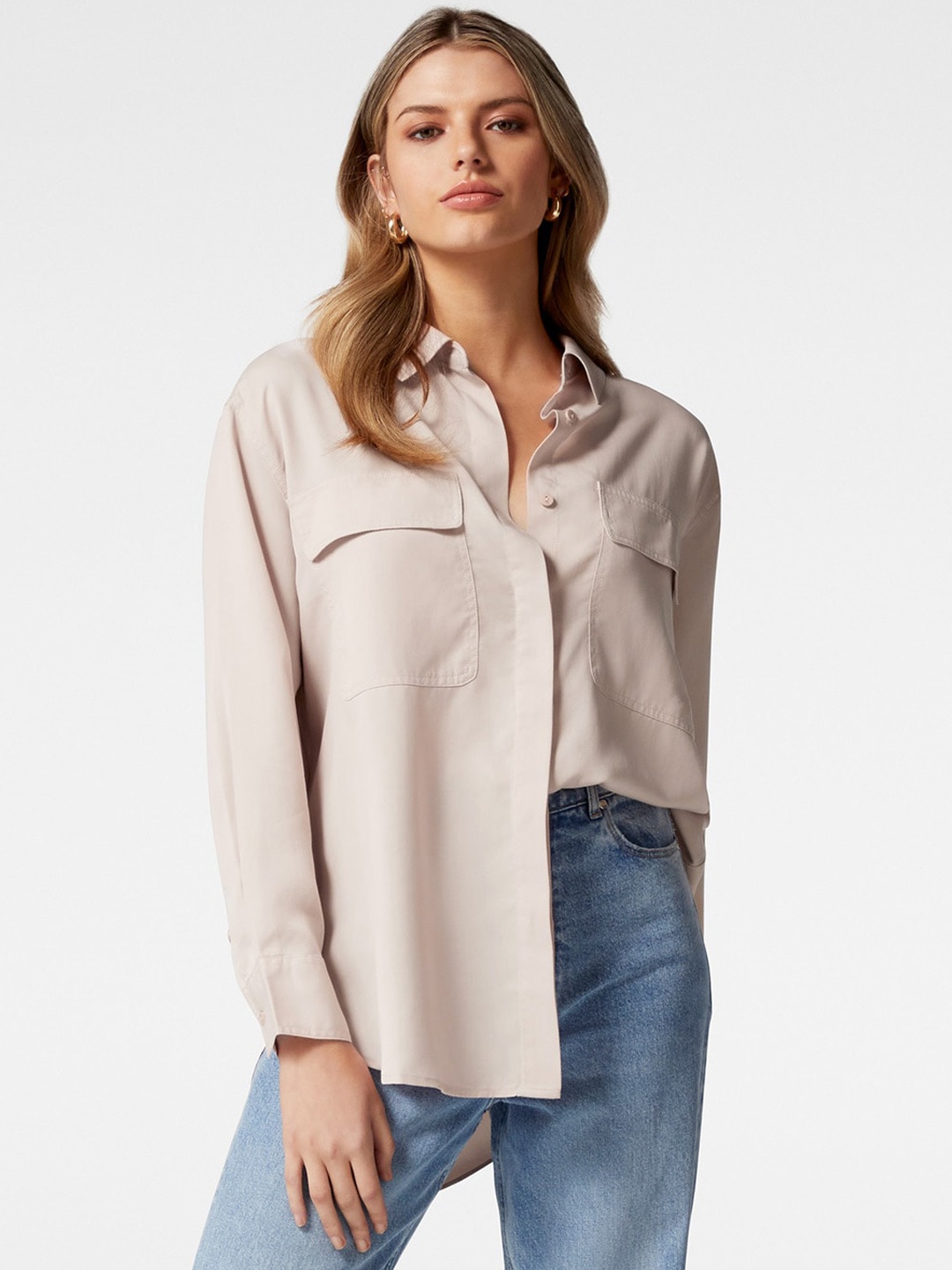 

Forever New Women Pink Opaque Casual Shirt