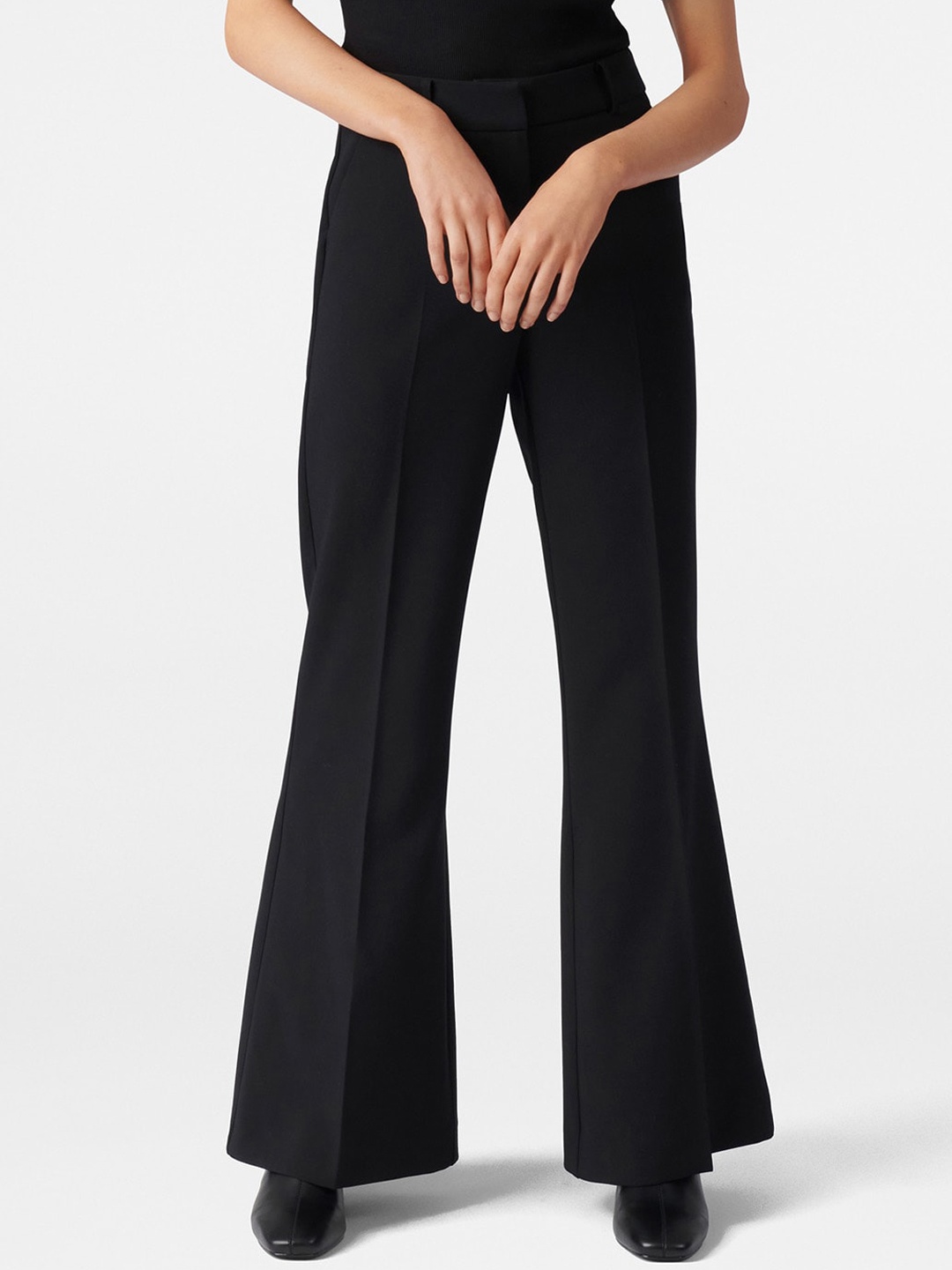 

Forever New Women Black Flared High-Rise Bootcut Trousers