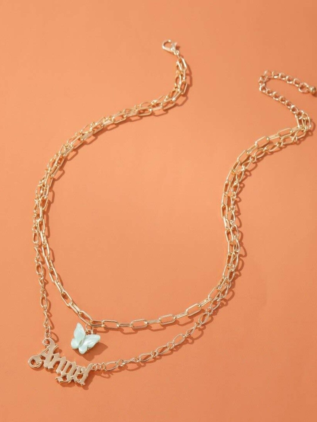 

YouBella Gold-Toned & Turquoise Blue Gold-Plated Layered Necklace