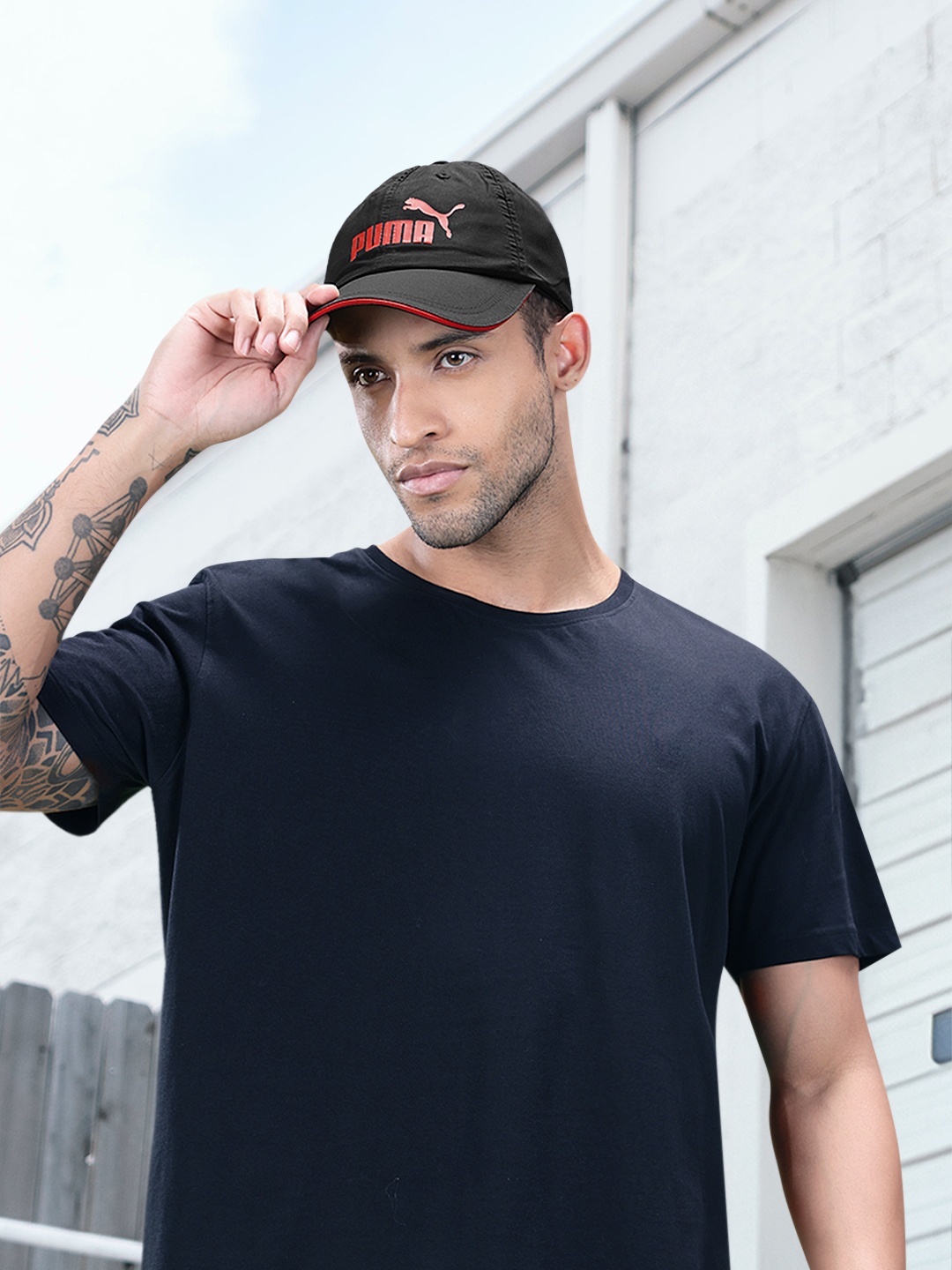 

Puma Unisex Black & Red Brand Logo Print Performance Visor Cap