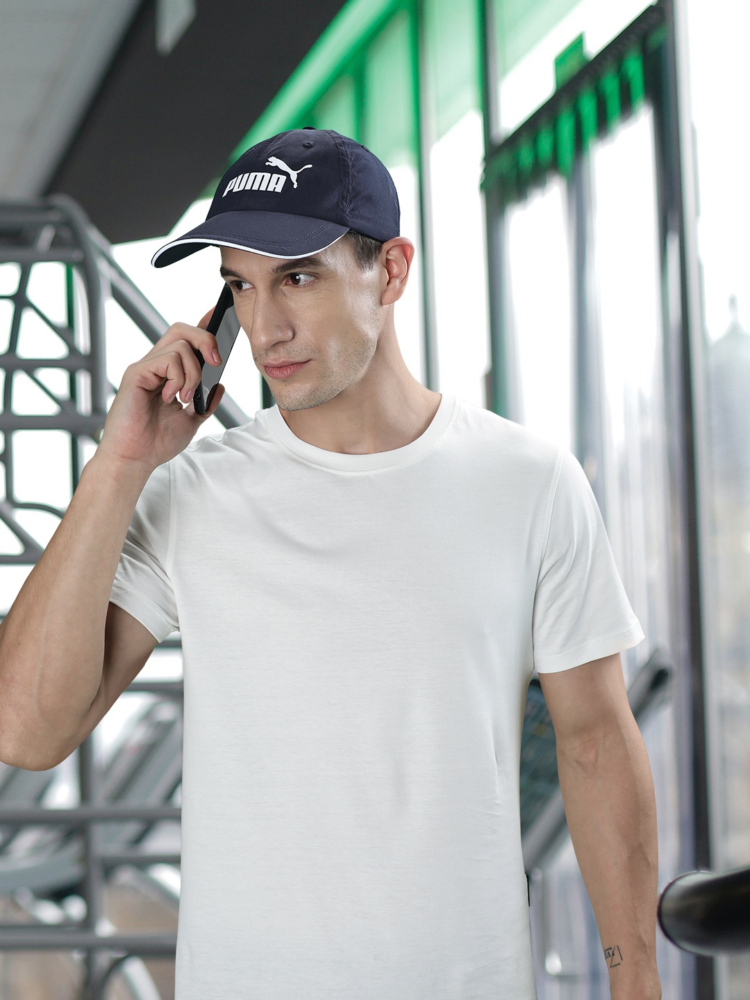 

Puma Unisex Navy Blue & White Brand Logo Print Performance Visor Cap
