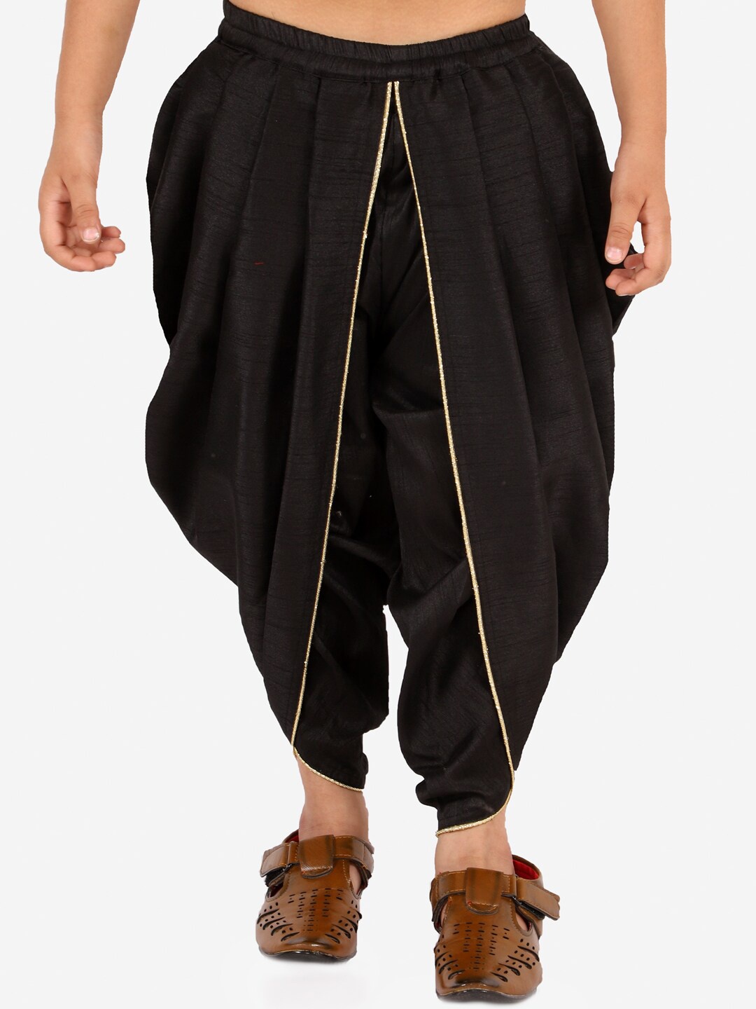 

VASTRAMAY Boys Black Silk Blend Dhoti Pants