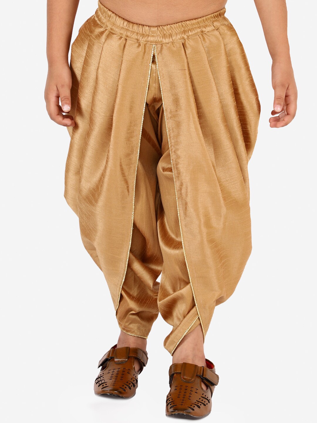 

Vastramay Boys Gold-Toned Silk Blend Pleated Traditional Dhoti