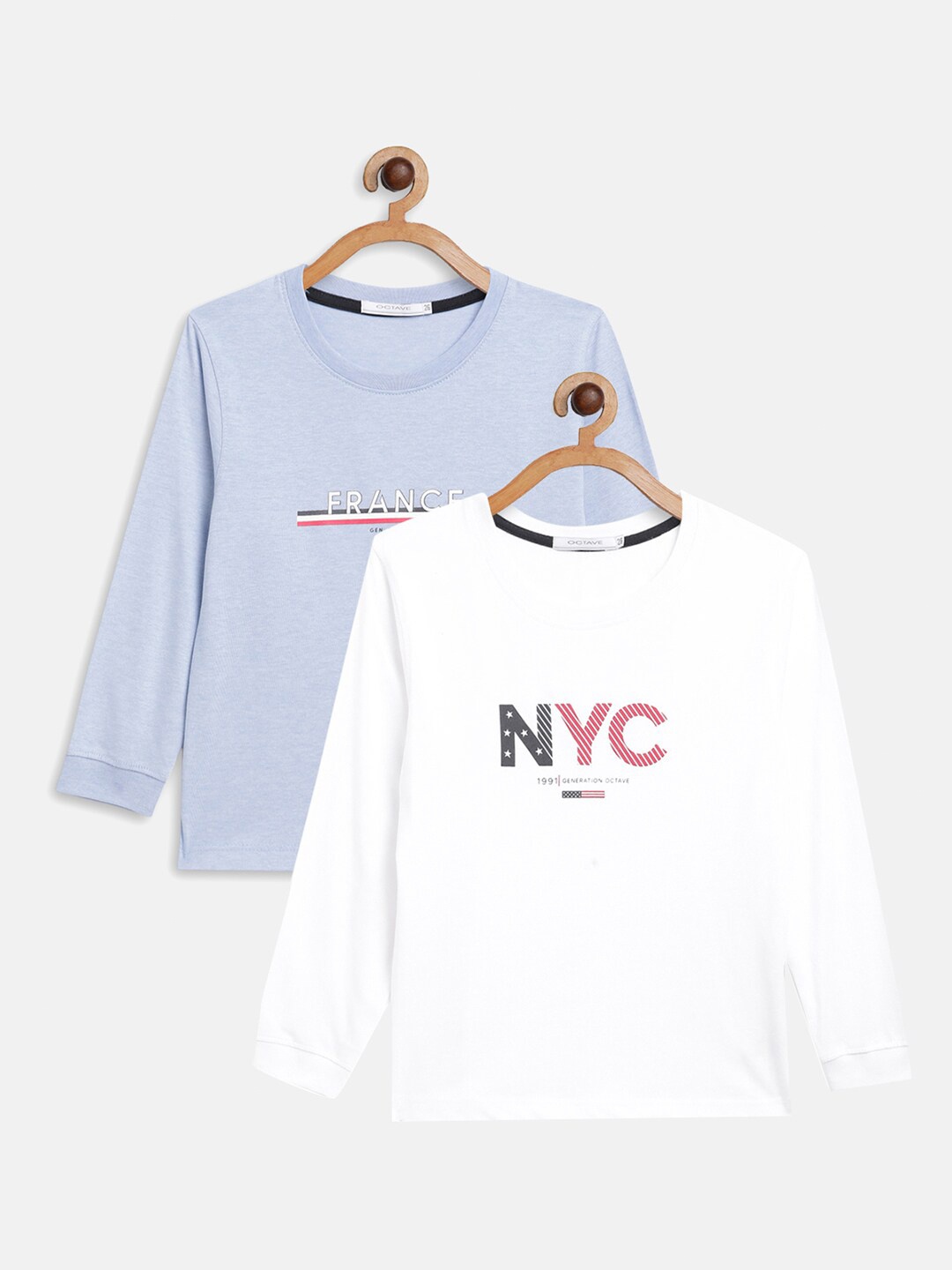 

Octave Boys Pack of 2 Typography Printed Cotton T-shirts, Blue