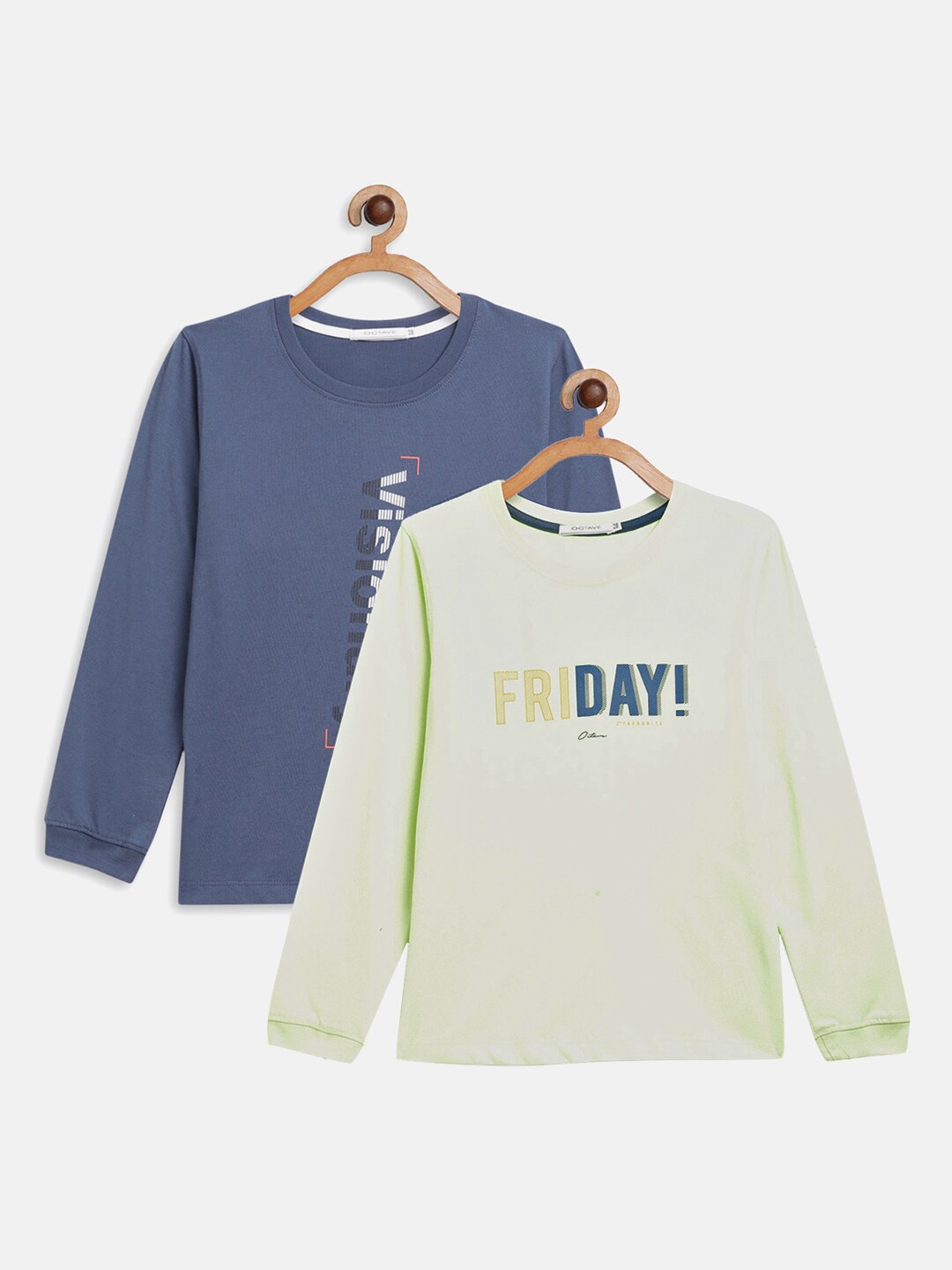 

Octave Boys Pack of 2 Typography Printed T-shirts, Blue