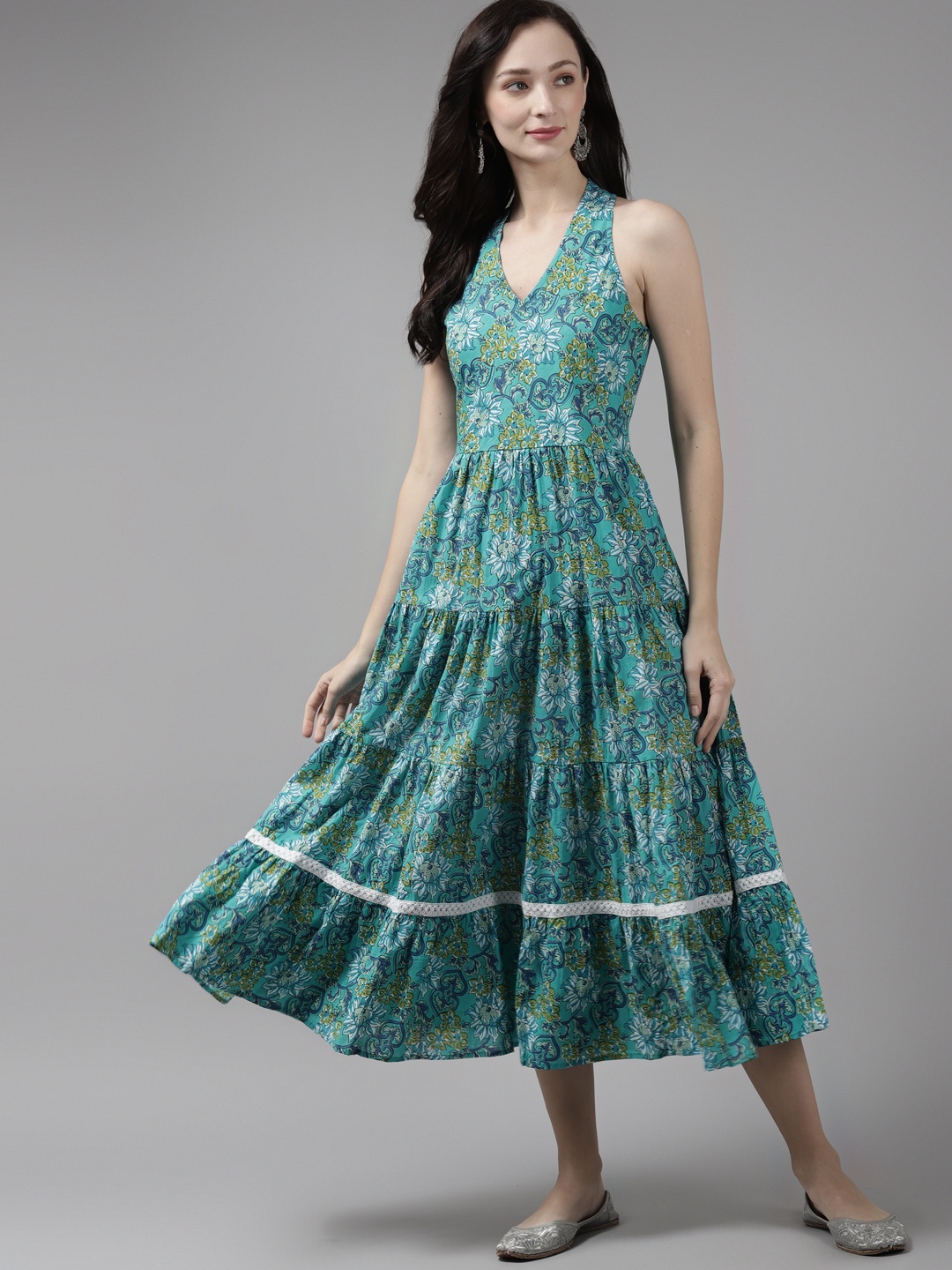 

Rain & Rainbow Turquoise Blue Ethnic Motifs Ethnic Dress
