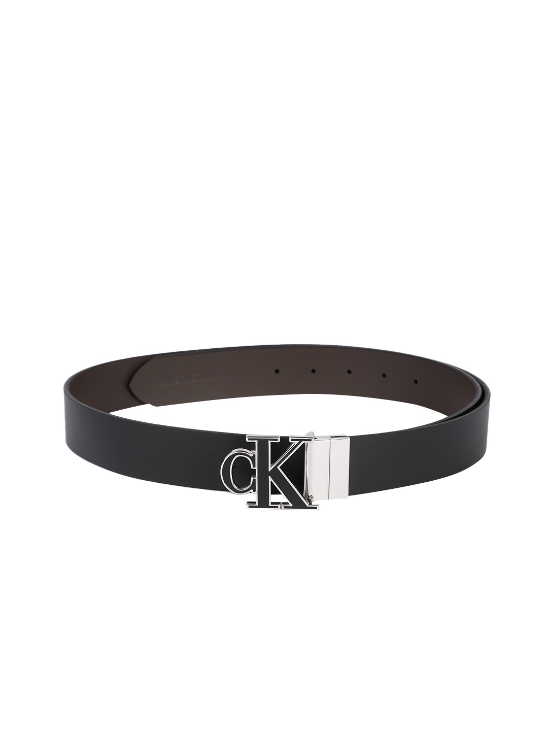 

Calvin Klein Men Black & Brown LOGO Reversible Leather Belt