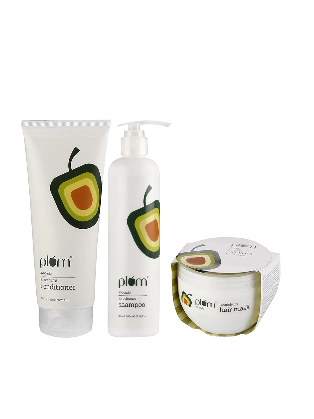 

Plum Set of Avocado Shampoo - Conditioner & Hair Mask, White