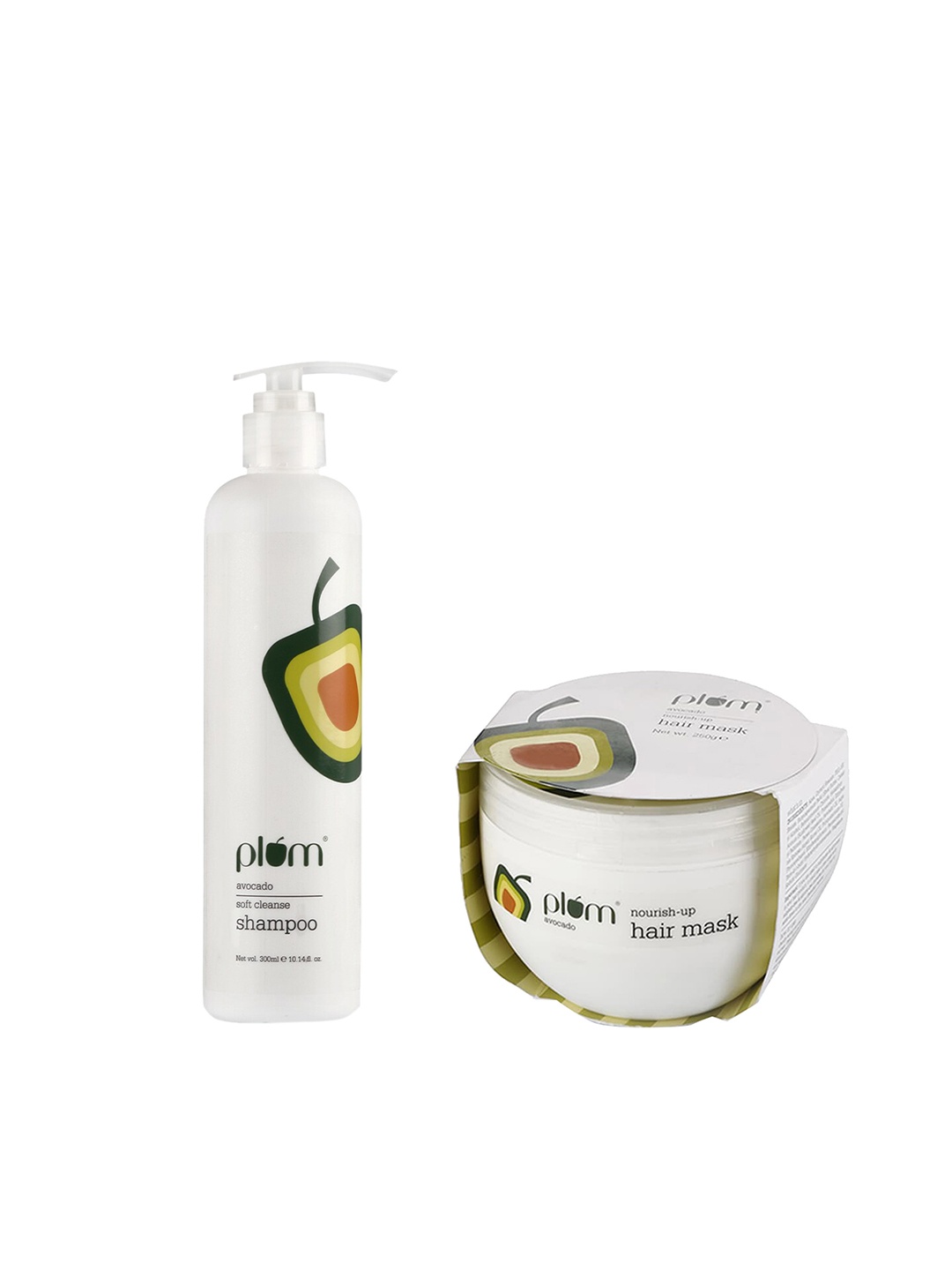 

Plum Set of Avocado Soft Cleanse Shampoo & Nourish Up Hair Mask, White