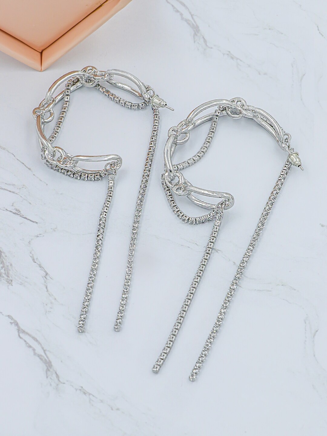 

Bellofox Silver-Toned Contemporary Hoop Earrings