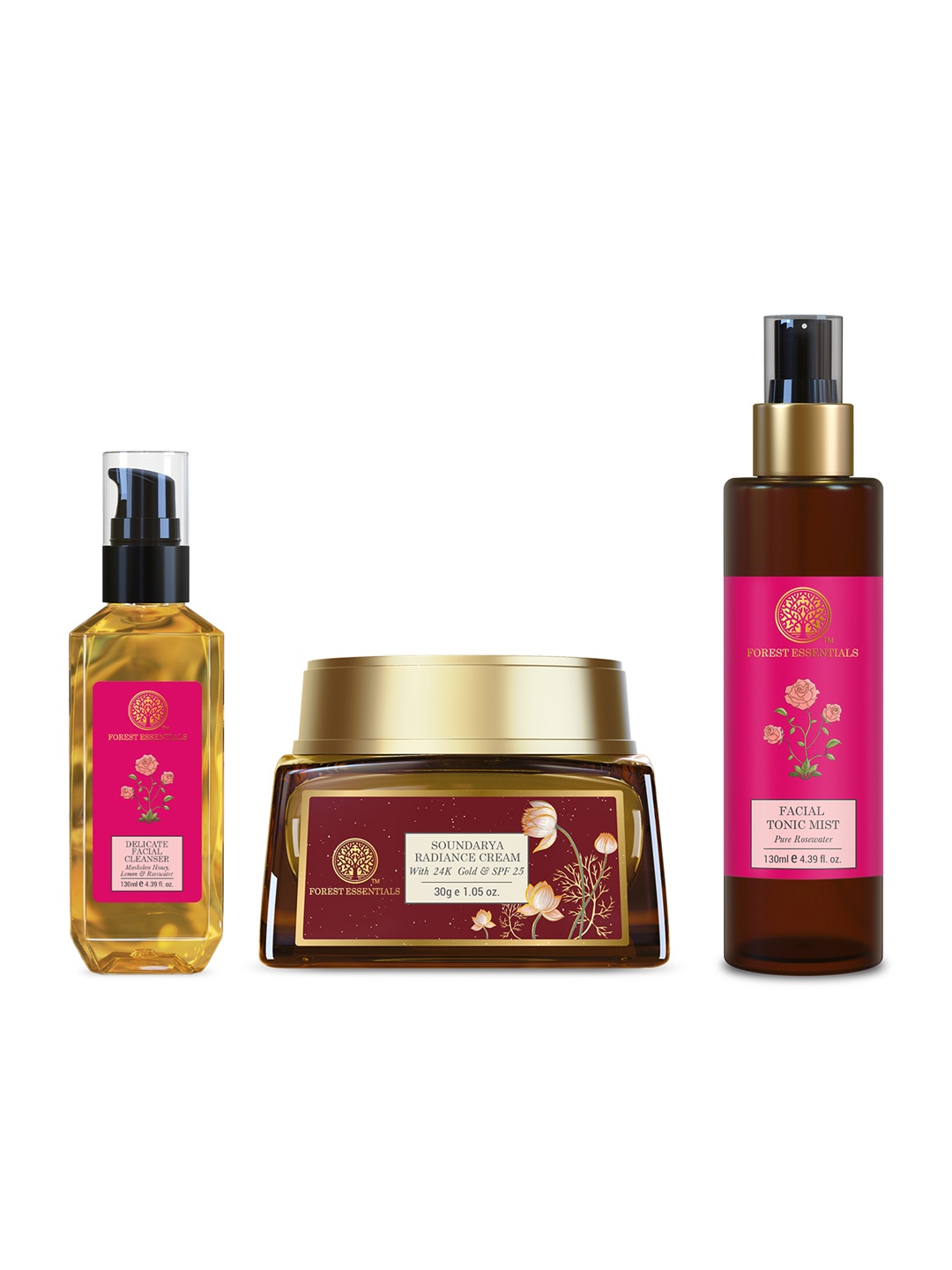 

Forest Essentials Set of 3 Daily Skin Care Ritual for Ageing, Brown