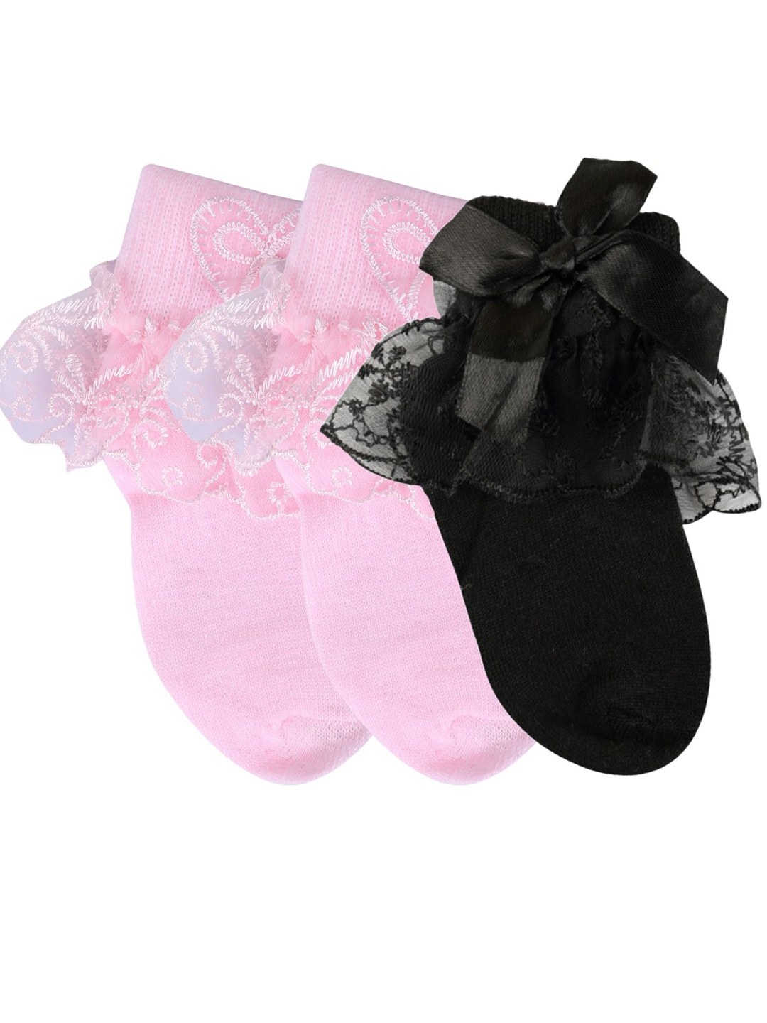 

N2S NEXT2SKIN Girls Pack of 3 Frill Cotton Socks, Pink