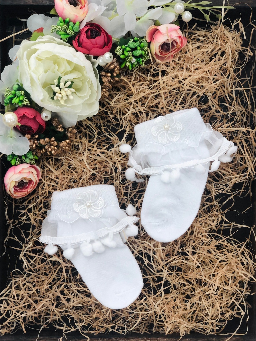 

N2S NEXT2SKIN Kids Girls Pack of 3 White Frill Cotton Socks