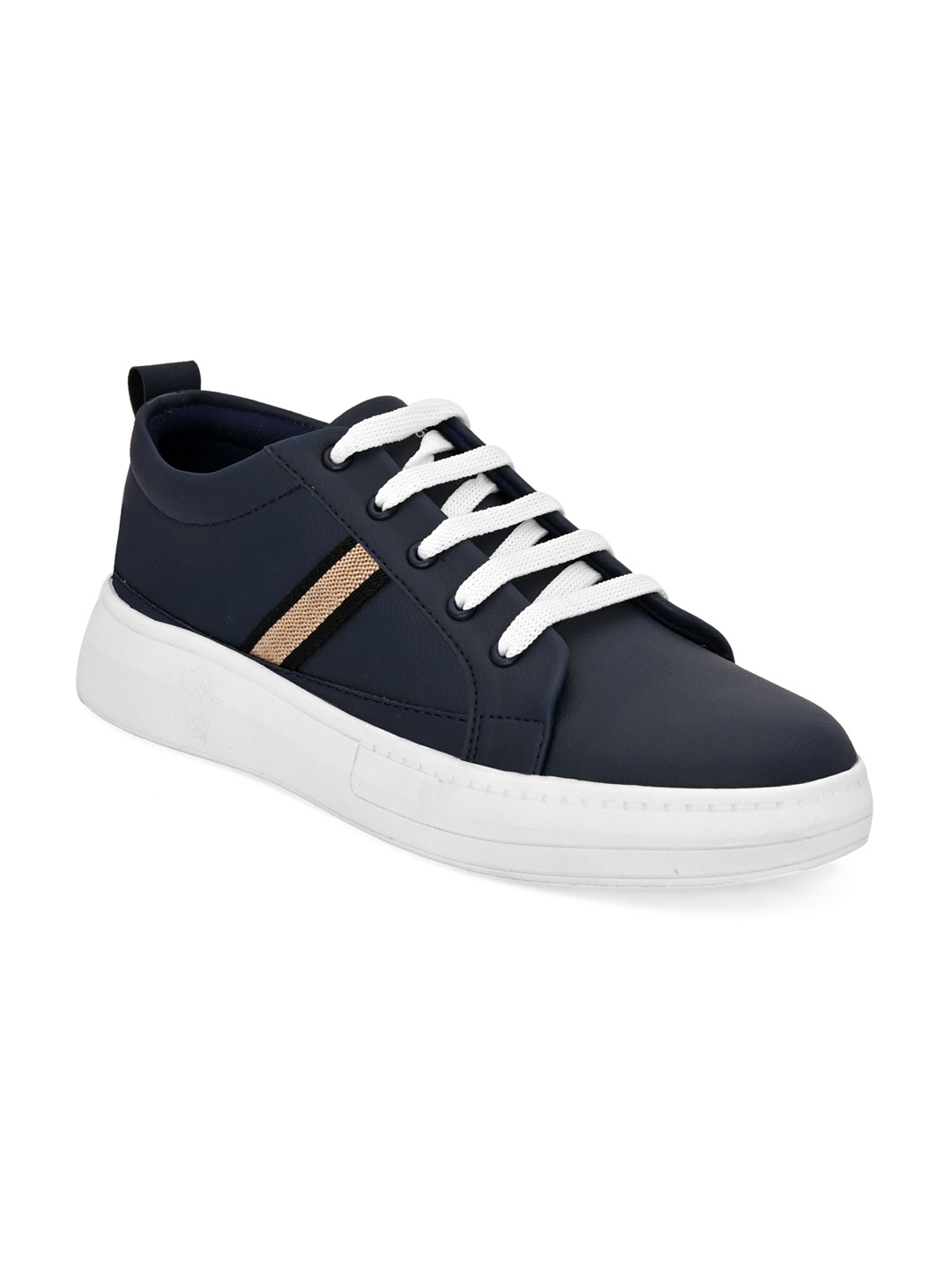

Giorgio Men Blue Striped Leather Sneakers