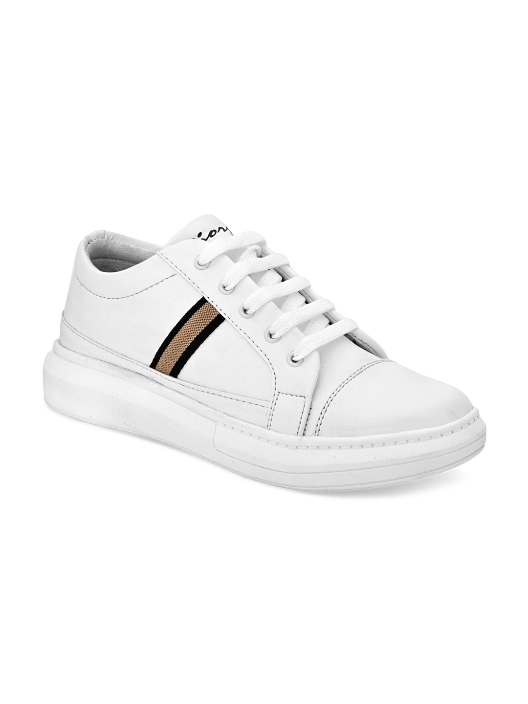 

Giorgio Men White Striped Leather Sneakers