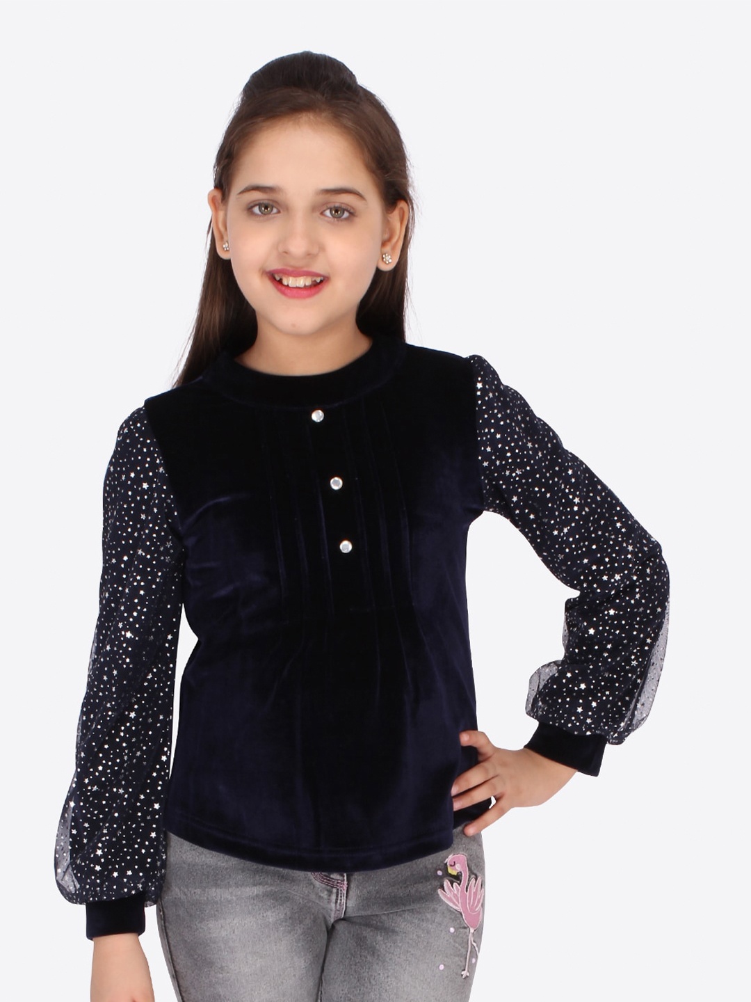 

CUTECUMBER Navy Blue Regular Top