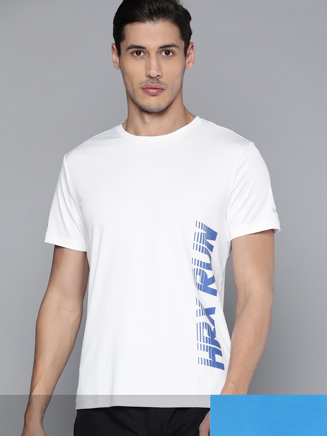 

HRX By Hrithik Roshan Running Men White & French Blue Rapid-Dry Pack of 2 Solid T-shirts