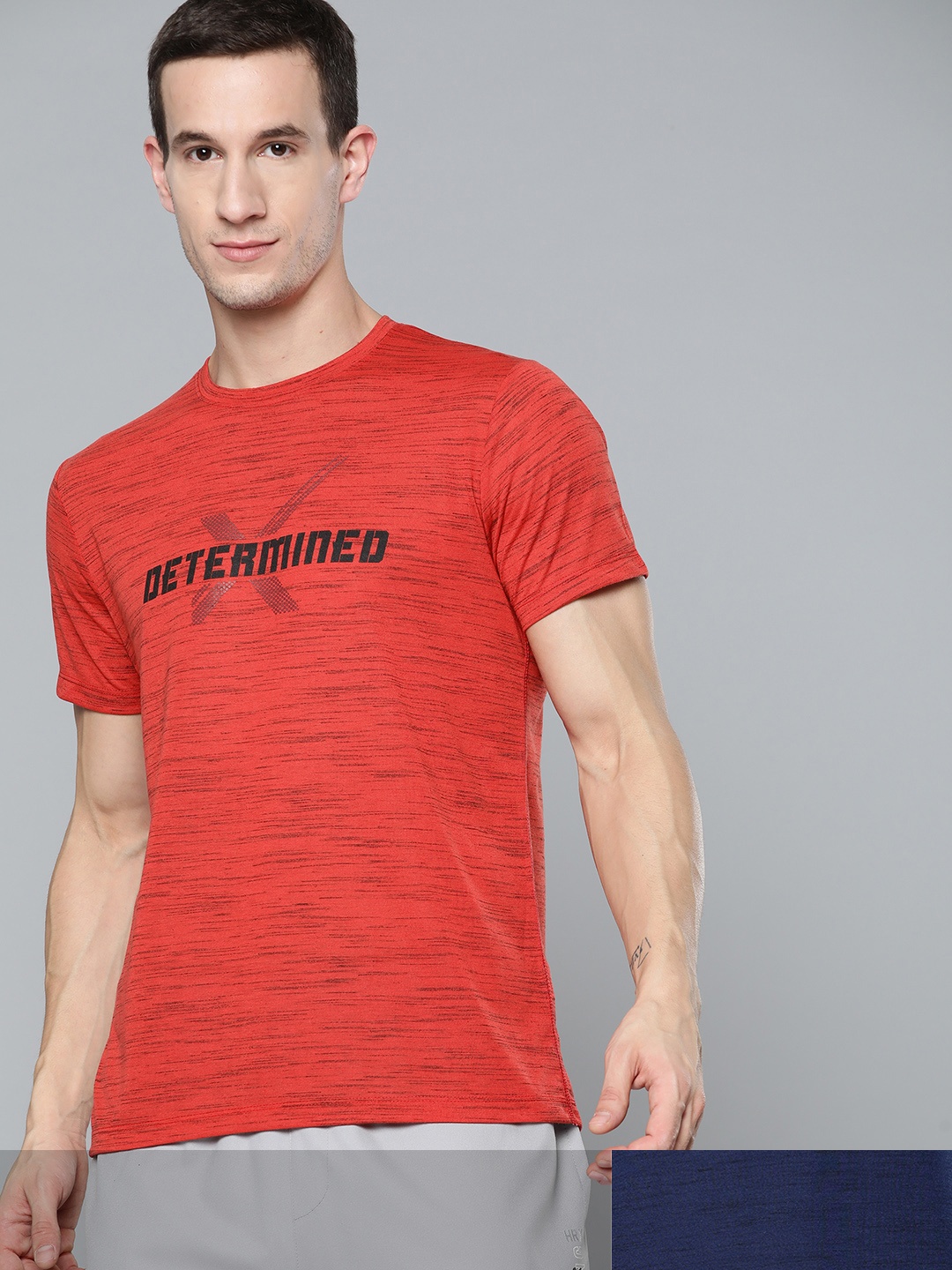 

HRX By Hrithik Roshan Training Estate Blue & Artisanal Red Rapid-Dry Brand Carrier T-shirt