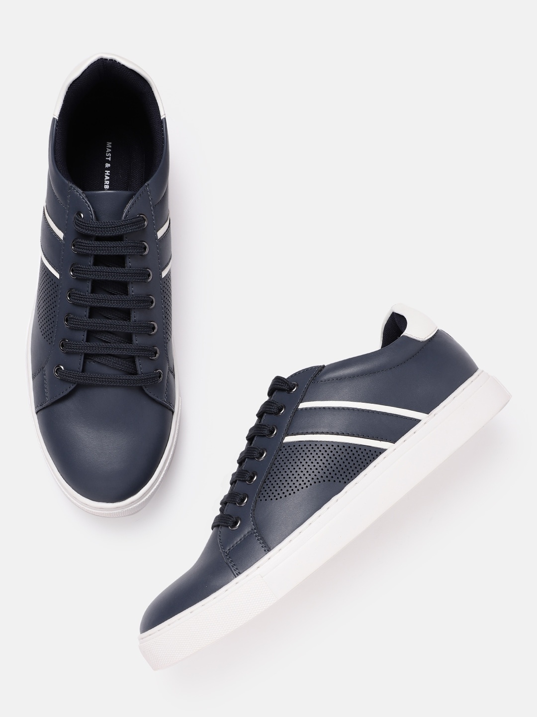 

Mast & Harbour Men Navy Blue Perforated Sneakers