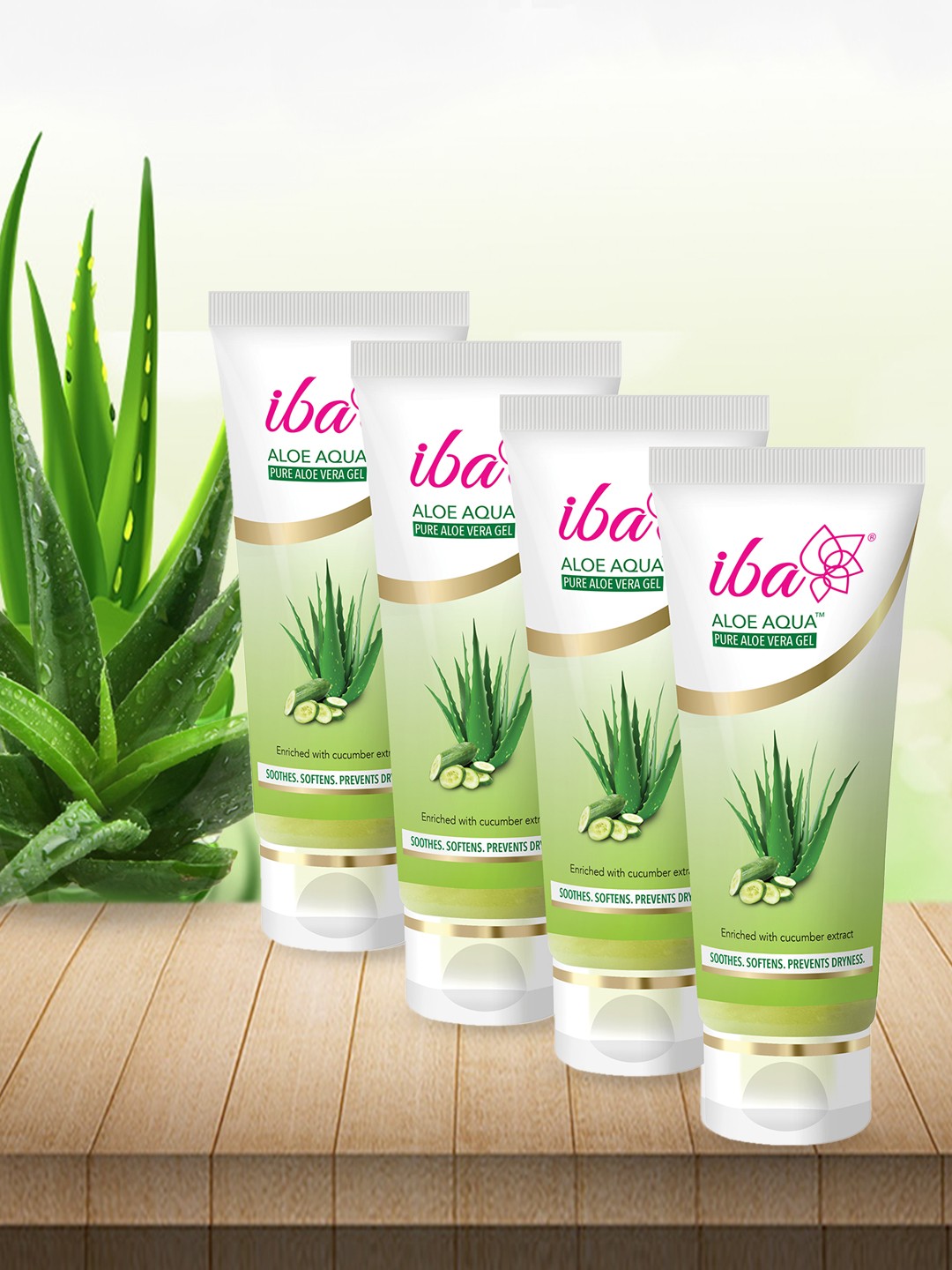 

Iba Pack of 4 Aloe Aqua Gel 50 g each, White