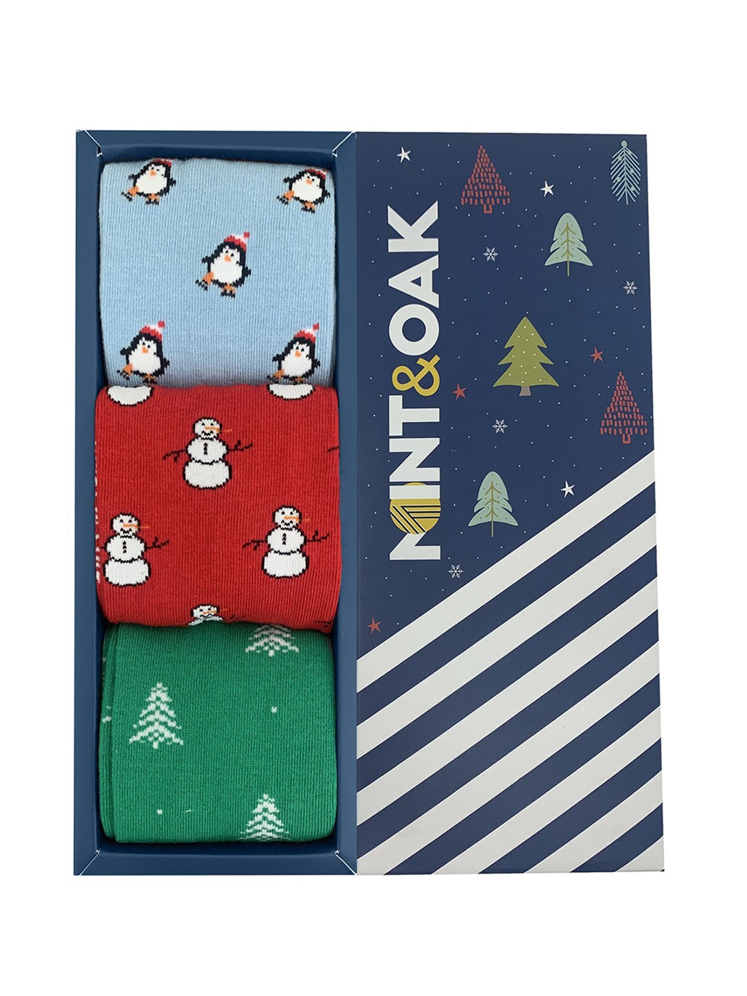 

Mint & Oak Men Pack Of 3 Assorted Calf-Length Socks, Multi