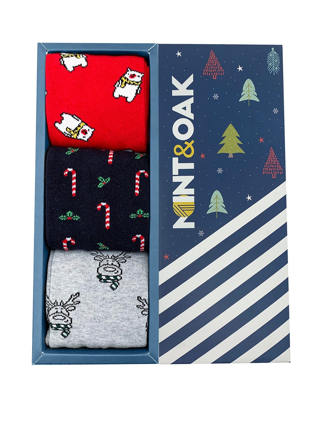 

Mint & Oak Men Pack Of 3 Assorted Cotton Socks, Red
