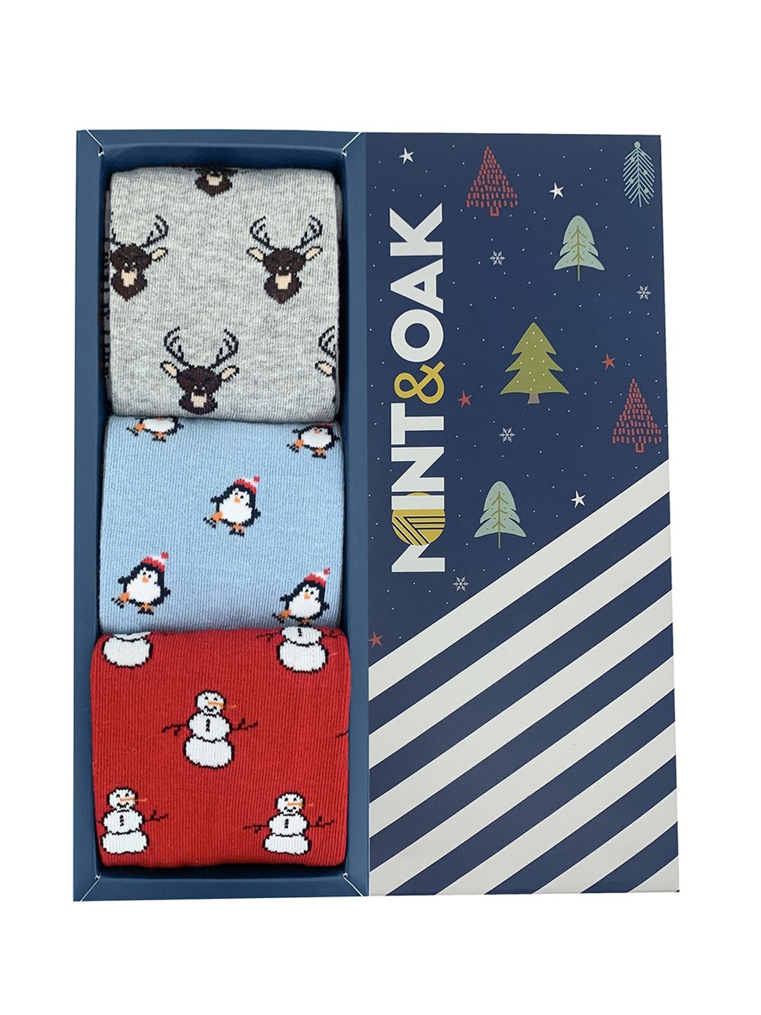 

Mint & Oak Pack Of 3 Men Santa'S Good List Calf Length Socks, Multi